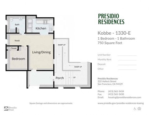 A floor plan for a Presidio Residences apartment.